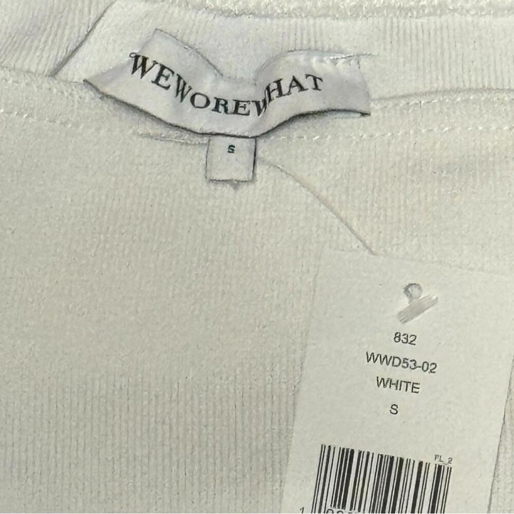 WeWoreWhat Ribbed Bandeau Midi Dress White S Strapless Fit & Flare - Picture 5 of 7